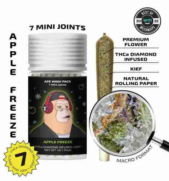 APE-7-Diamond-Infused-Mini-Joint-1-scaled-e172314378350611 APE — 7 Mini joints Diamond infused + kief (4g) - Image 1