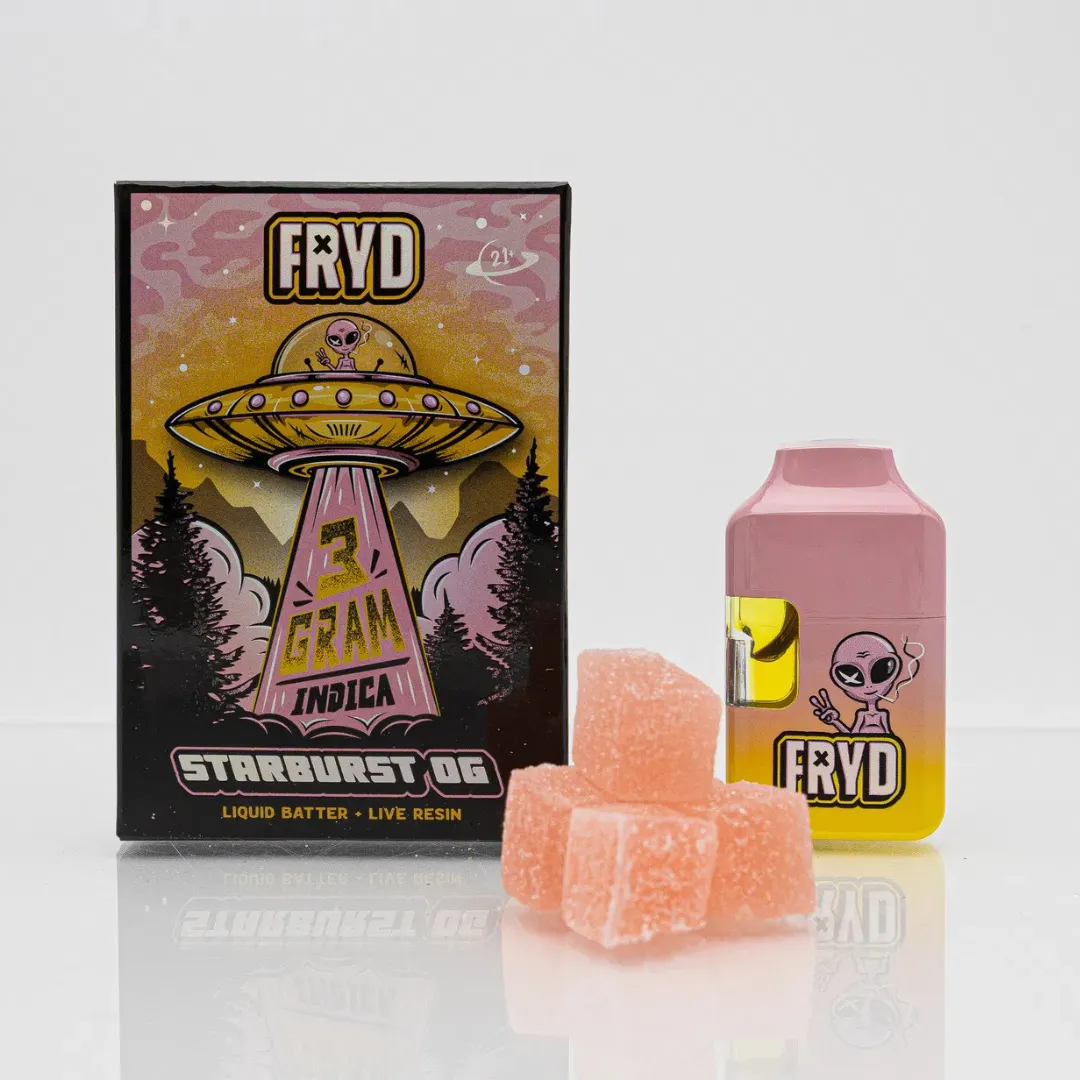 Cannabis-Delivery-Dispensary-NY-1 Fryd Disposable 3 Gram Liquid Batter + Live Resin Vape + 5 Gummies (100mg) Combo Pack - Image 1