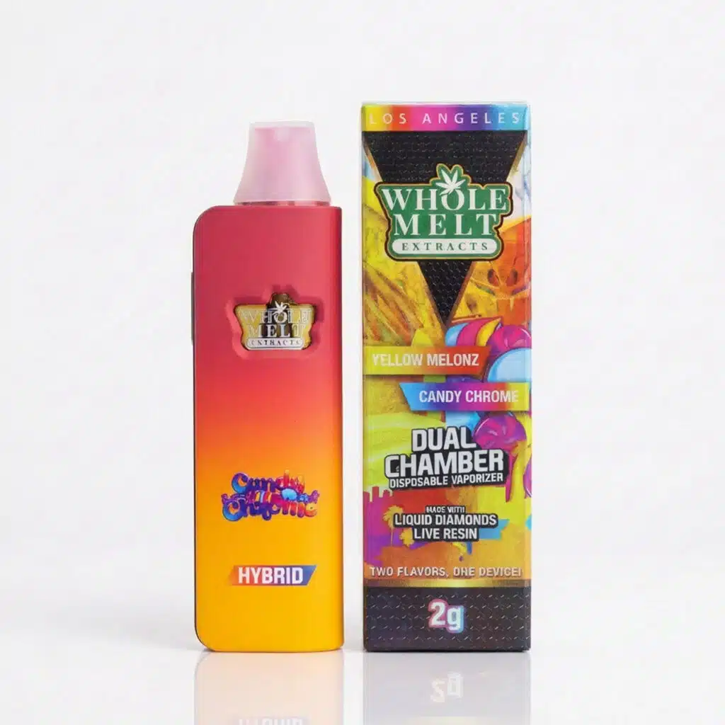 WHOLE-MELT-DUAL-CHAMBER-CANDY-CHROME-X-YELLOW-MELONZ-HYBRID-1024x1024.jpg Whole Melt Extracts Vape Dual Chamber (2G) - Image 1